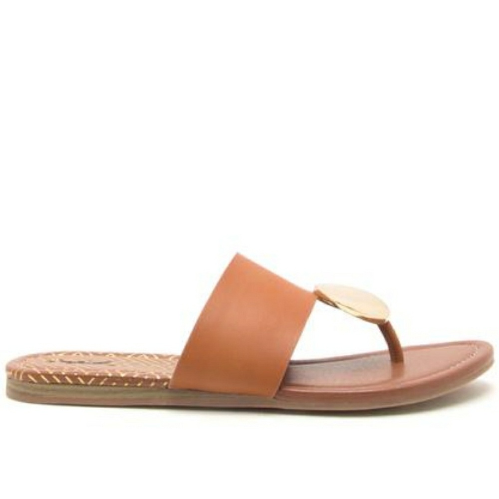 SALE NEW Vegan Gold Round Metal Sandal - Picture 2 of 6